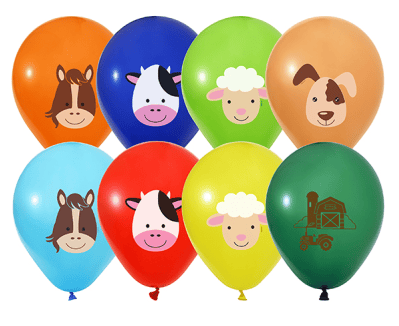 BASKILI BALON ÇİFTLİK HAYVANLARI 12 INCH 5 Lİ
