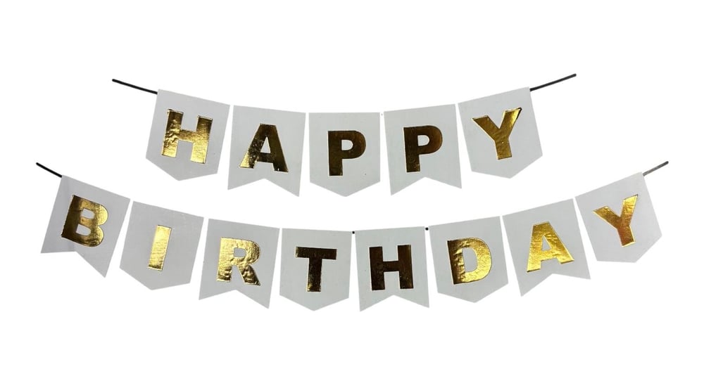 HAPPY BIRTHDAY BEYAZ GOLD VARAKLI YAZI