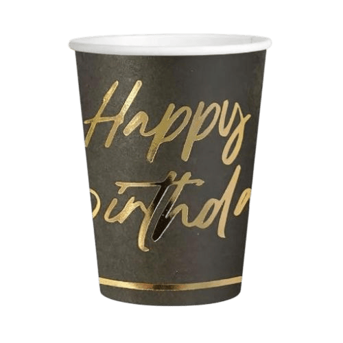 LUXURY BARDAK HAPPY BIRTHDAY SİYAH GOLD 8 Lİ