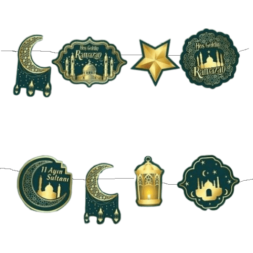 RAMAZAN TEMALI DEKORATİF BANNER YEŞİL GOLD