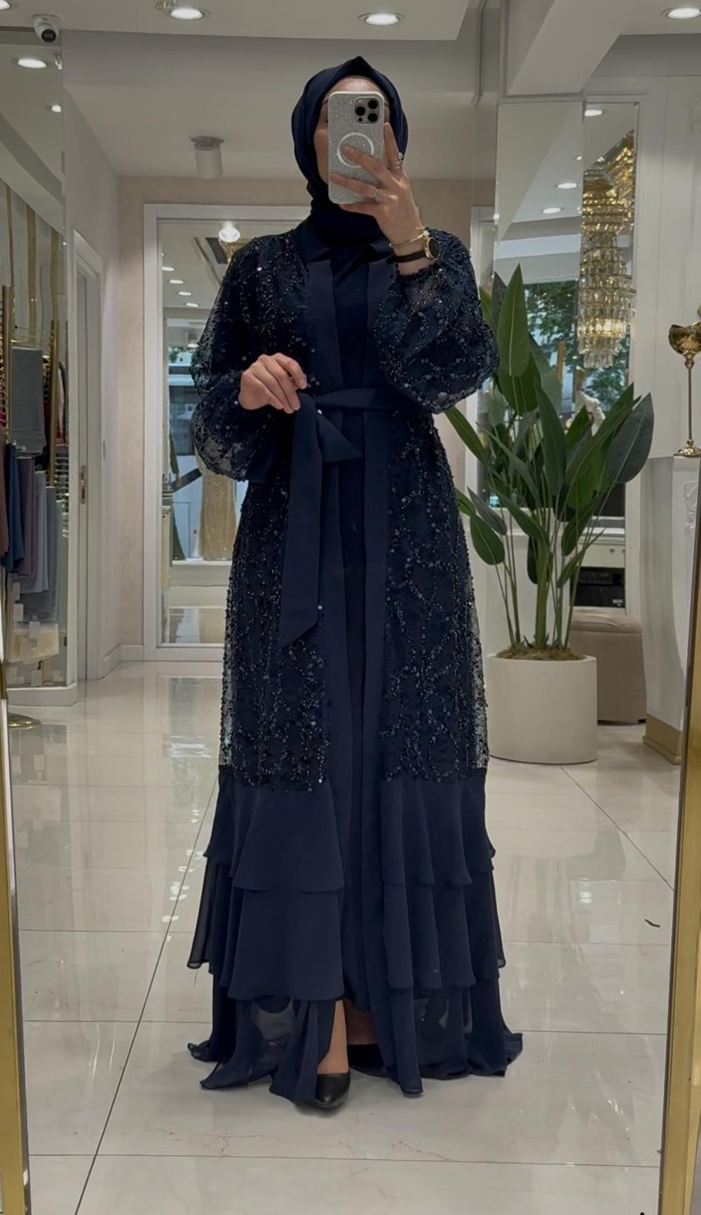 Petek Prive Abaya Lacivert