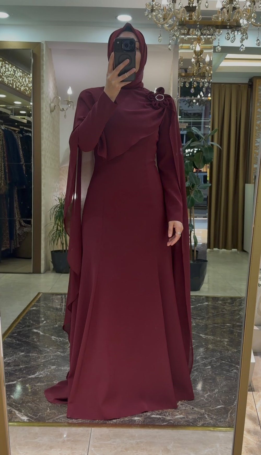 Pınar Şems Özgün  Abiye Bordo