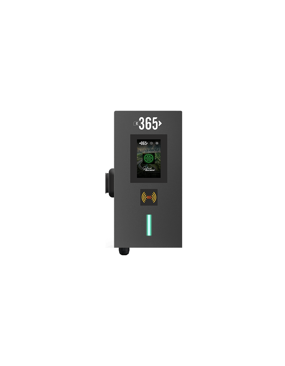 E 365 AC MİNİ TİP 4.3 İNÇ EKRANLI SÜRE SAYAÇLI TEK SOKETLİ RFID 22kW ŞARJ İSTASYONU (Bireysel Kullanıcı)