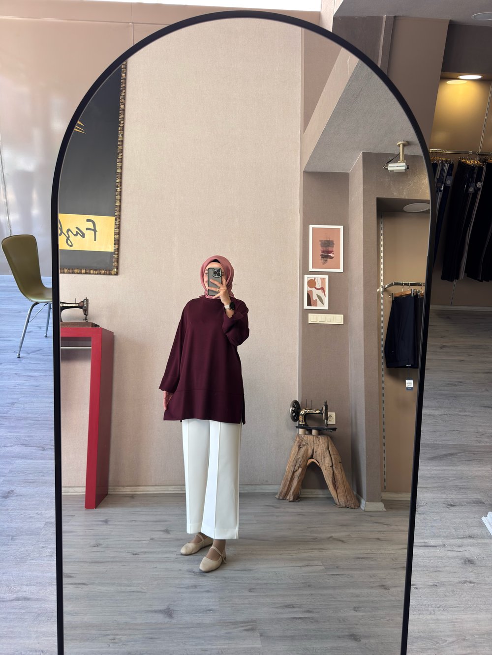 Fiona bordo yırtmaçlı tunik - 1171