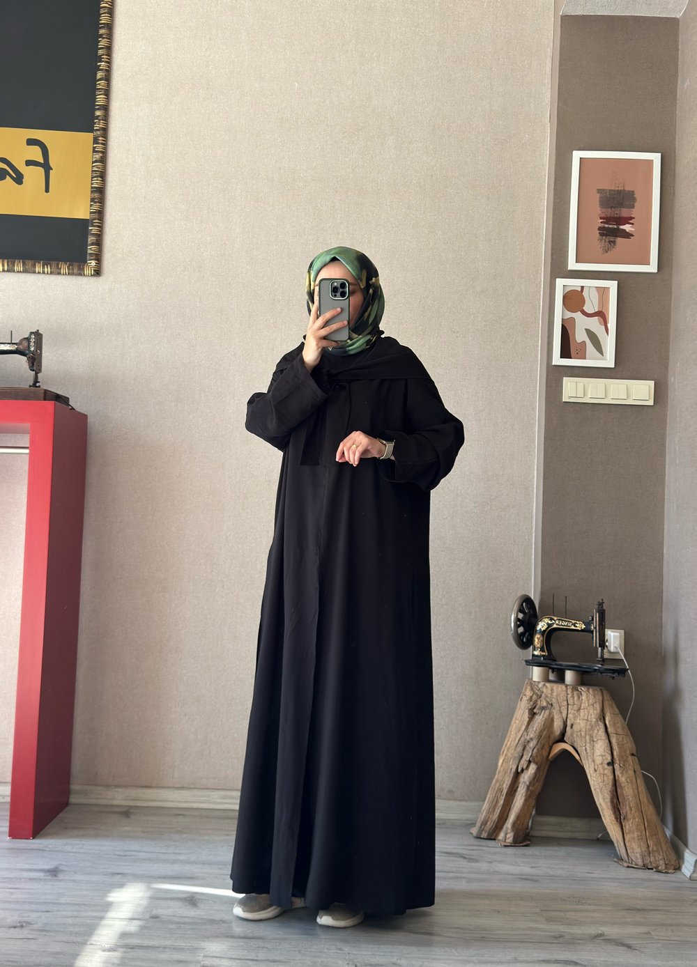 Siyah üçlü şal detaylı takım - 1136