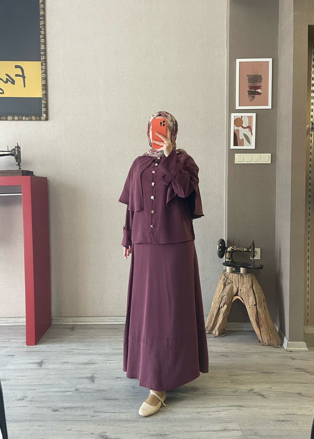 Tasarım gül kurusu takım - 1075