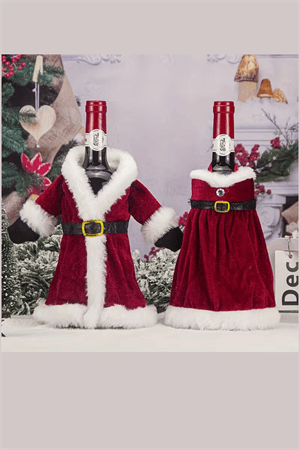 2 Adet Noel Temalı Kırmızı Şarap Çantası | Noel Elbisesi Şişe Kapağı & Etek Şarap Şişesi Süsleme Seti | Dekoratif Kırmızı Şarap Kapakları