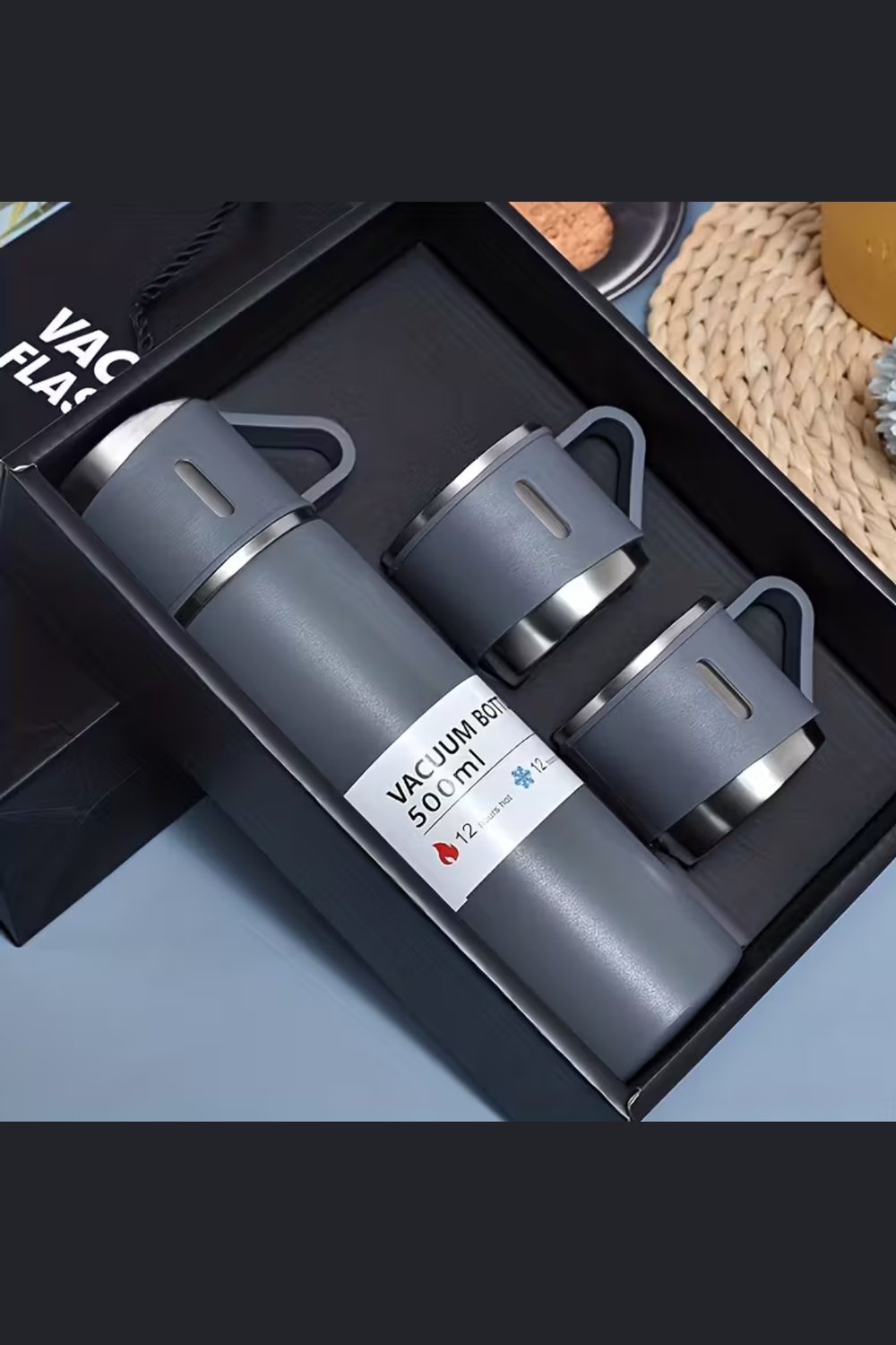 Paslanmaz Çelik Termos Seti – 500 ml (16.9 oz) Kapaklı İzoleli Kupa, Sıcak & Soğuk İçecekler İçin, Ofis ve Açık Hava Kullanımı
