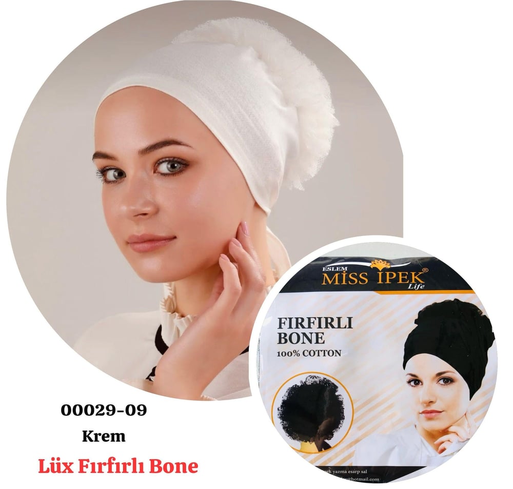 00029 Lüx Fırfırlı Bone Topuzlu