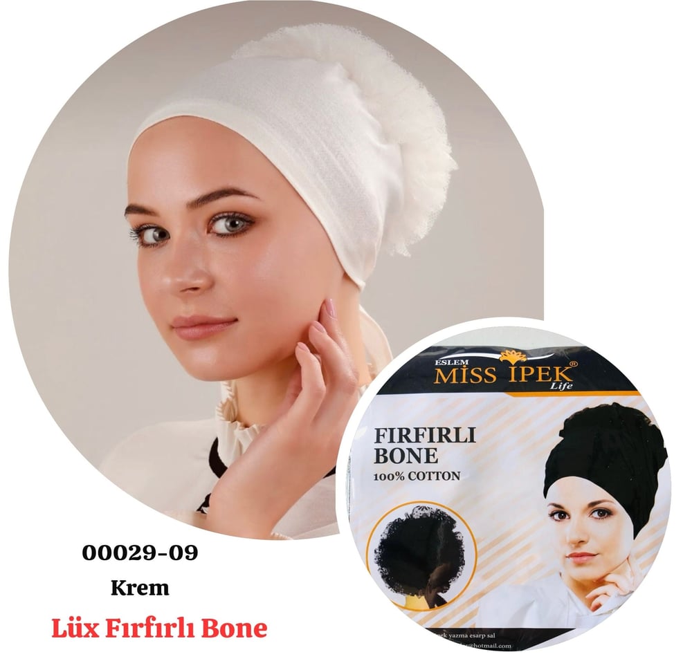 00029 Lüx Fırfırlı Bone Topuzlu