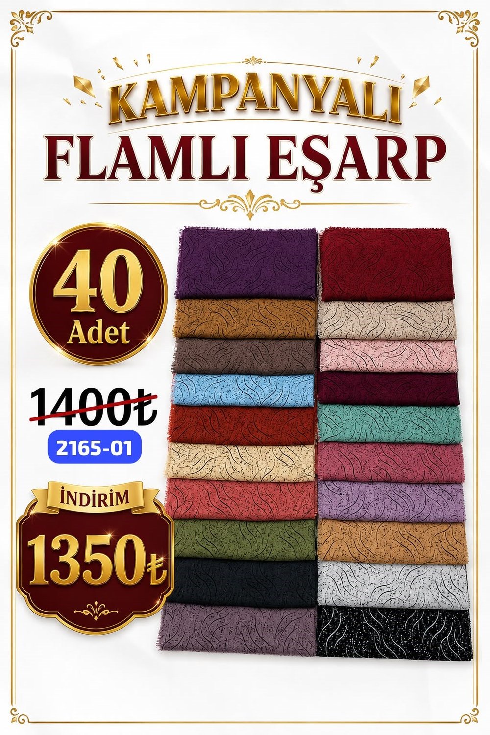 Kampanyalı Ekonomik Flamlı Eşarp Set