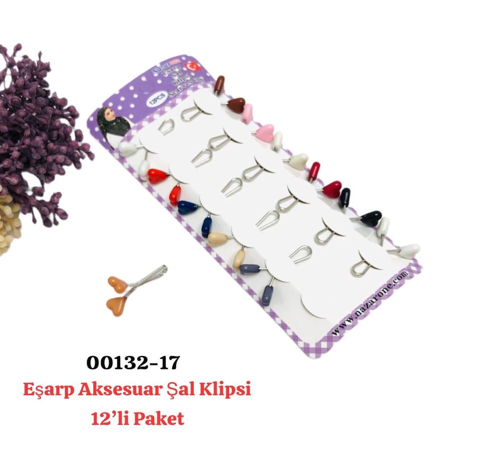 00132 Eşarp Aksesuar Şal Klips 12 'li