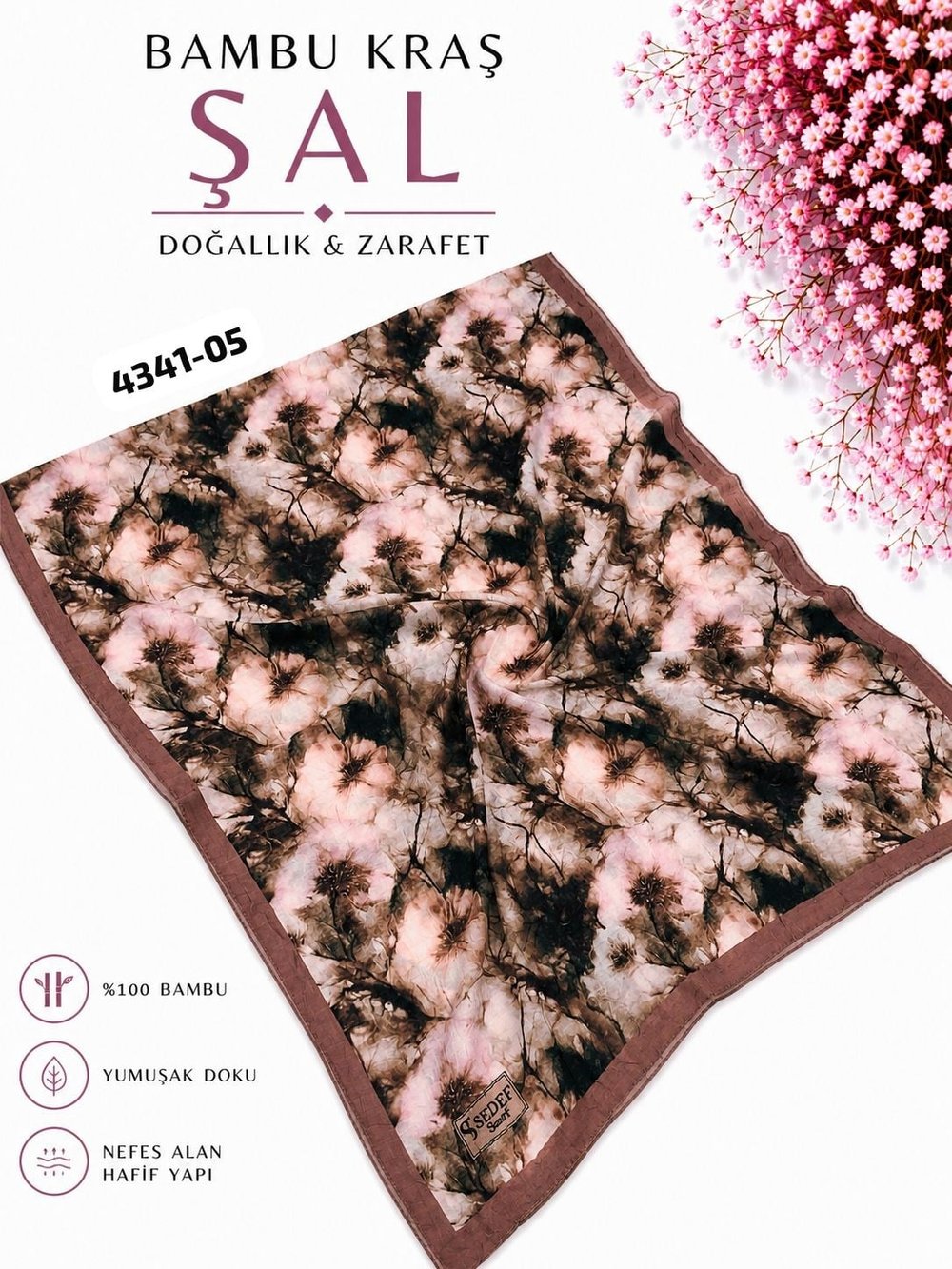 Desenli Bambu Kraş Şal