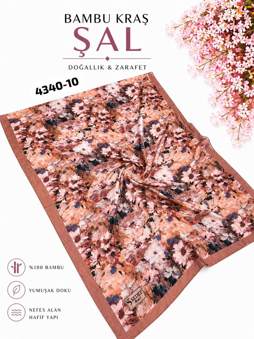 Desenli Bambu Kraş Şal