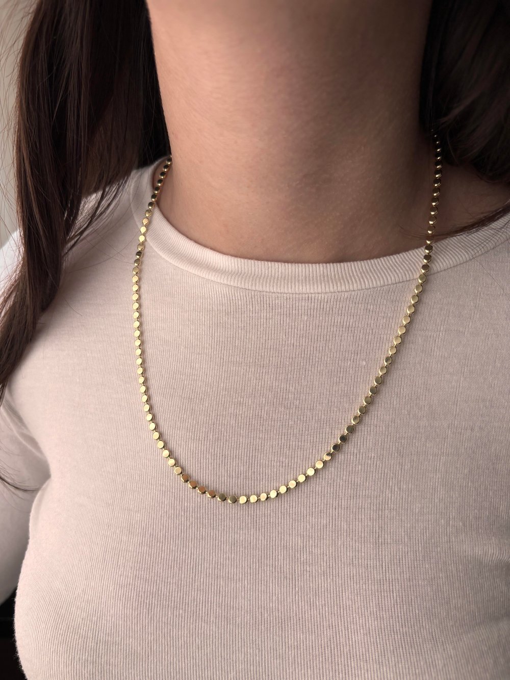 Yuvarlak Ezme Zincir Kolye | 14K