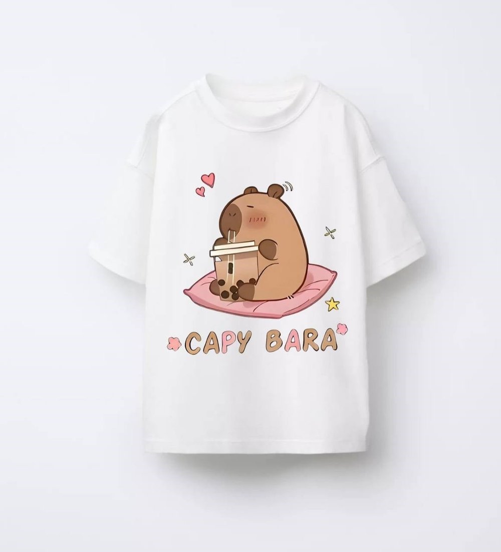 Capy Bara Baskılı Unisex Çocuk Tişört