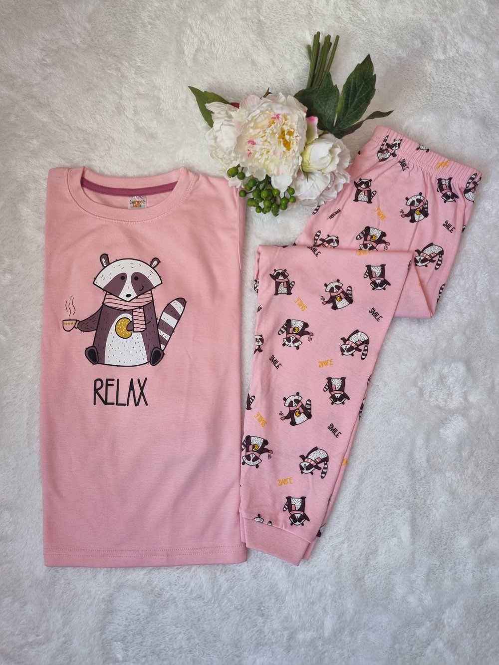Kız Çocuk Kunduz Desenli Pijama Takımı 