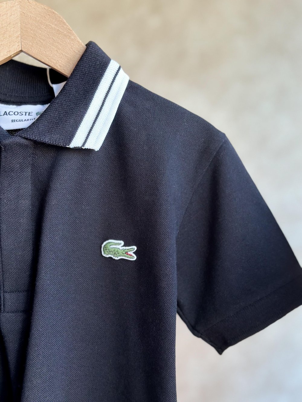 Lacoste Polo Yakalı Erkek Çocuk Tişört Siyah 