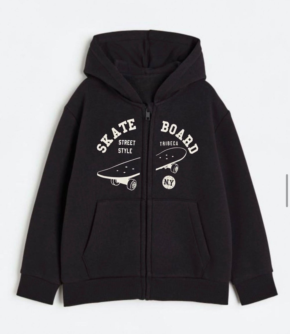 Siyah Kapüşonlu Skate Board Sweatshirt
