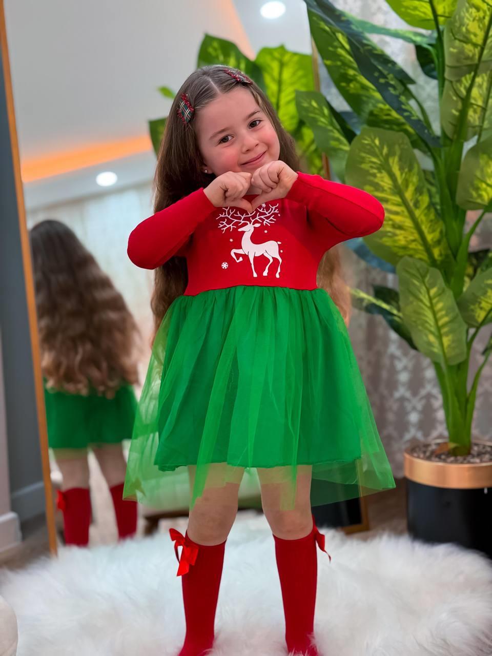 TÜTÜLÜ YEŞİL ETEKLİ YILBAŞI  ELBİSESİ
