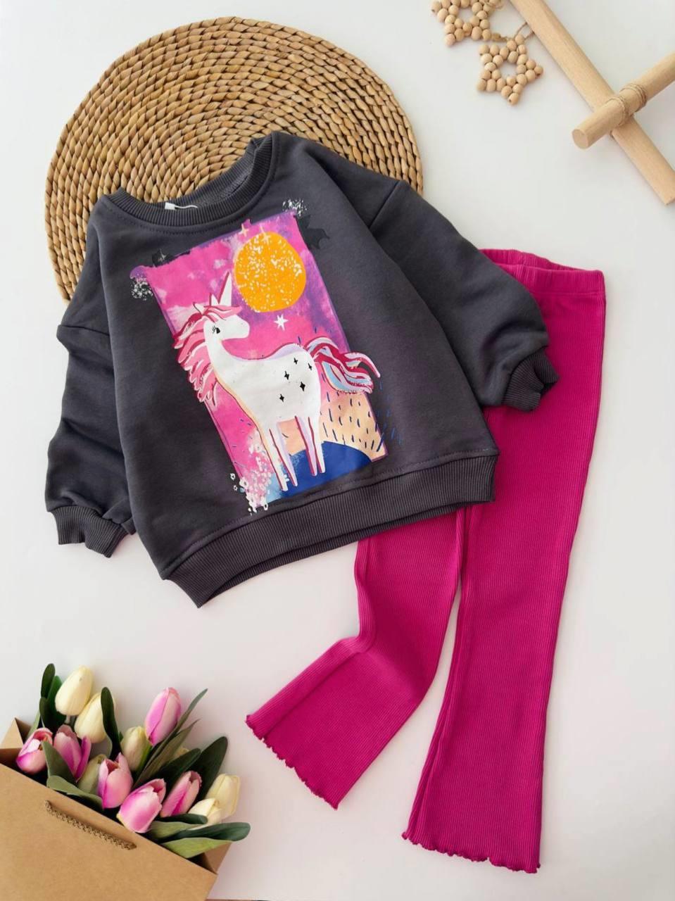 UNİCORN DETAYLI PEMBE TAKIM