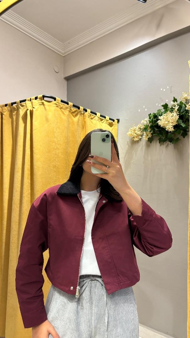 BORDO YAKA DETAYLI CEKET