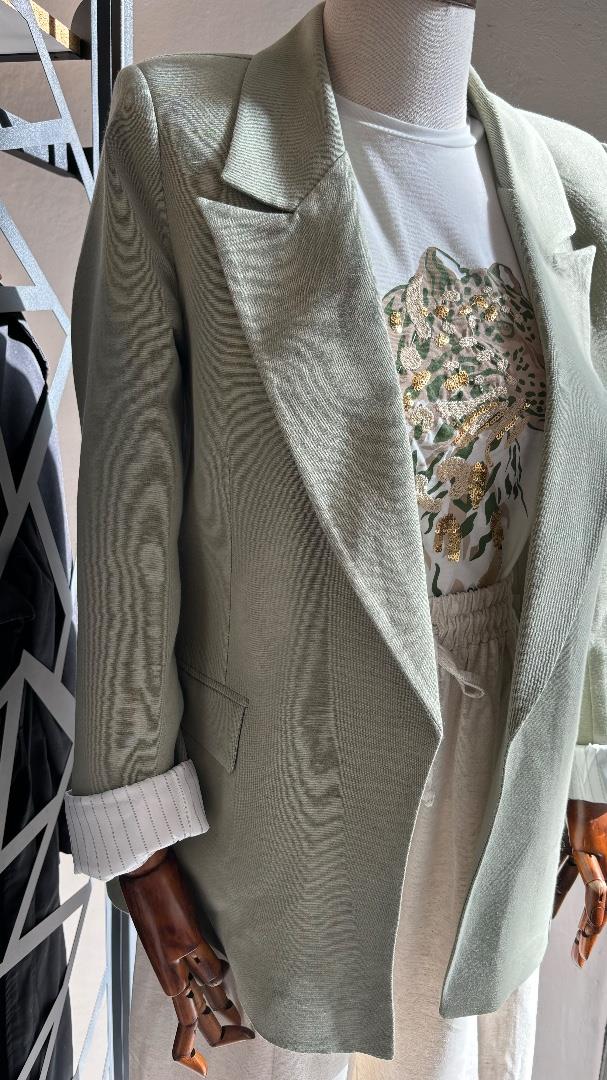 SU YEŞİLİ KETEN BLAZER CEKET