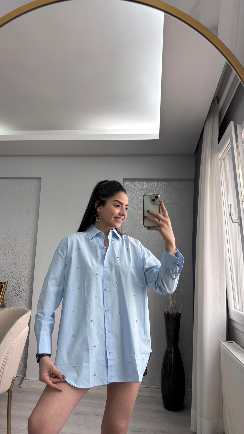 BEBE MAVİSİ TAŞLI GÖMLEK