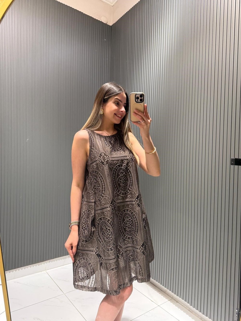 KAHVE GÜPÜRLÜ ELBİSE