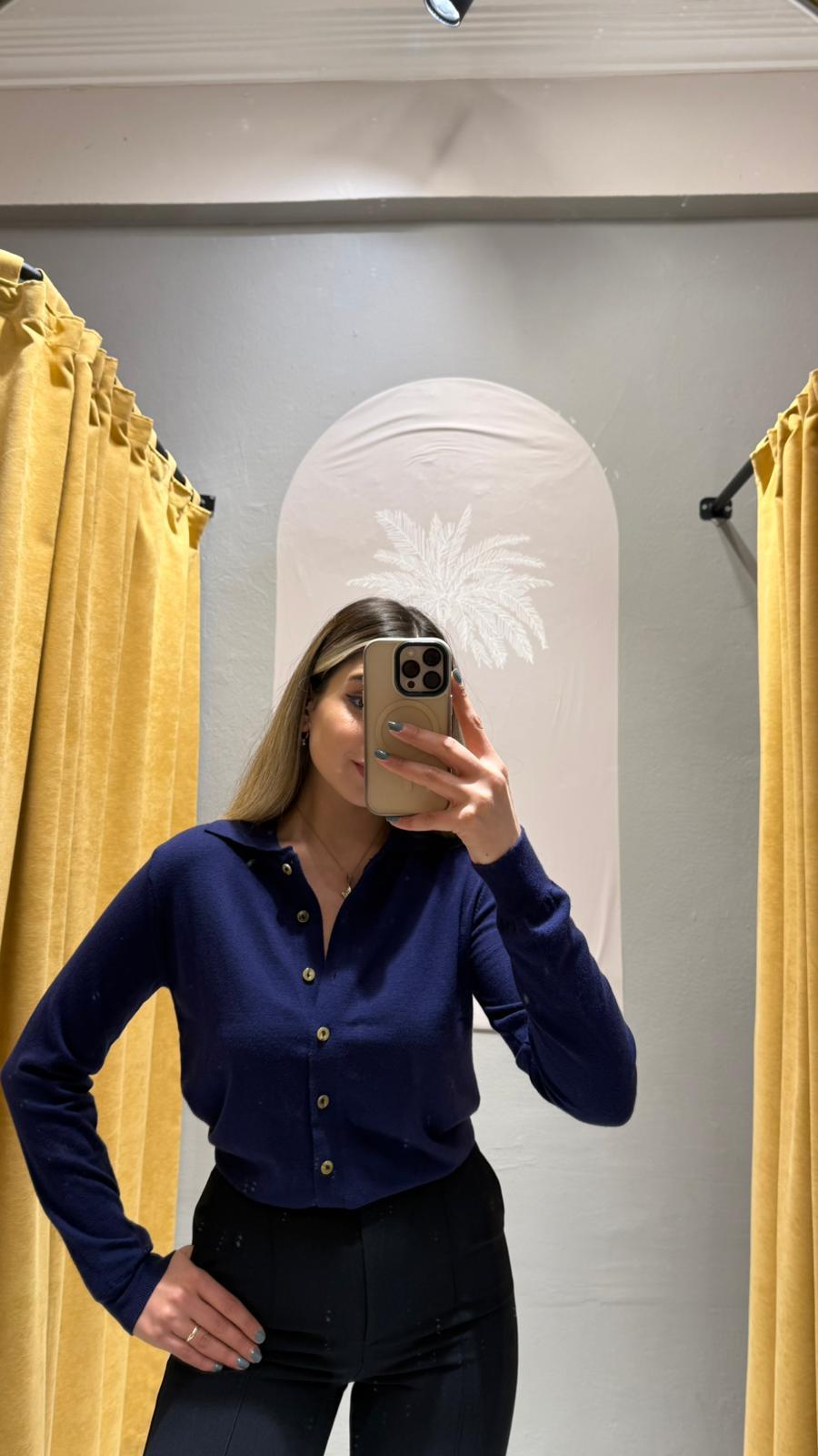 MD DÜĞMELİ HIRKA LACİVERT 