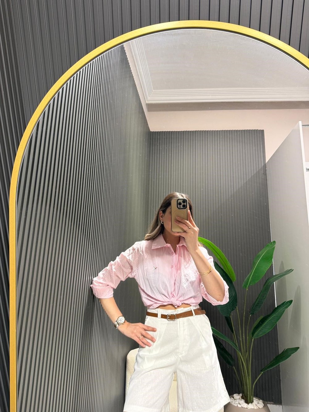 PEMBE ÇİZGİLİ GÖMLEK