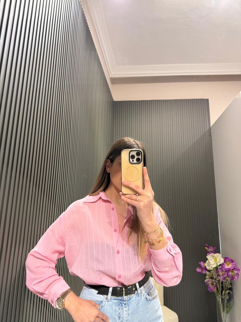 TRANSPARAN PEMBE GÖMLEK 