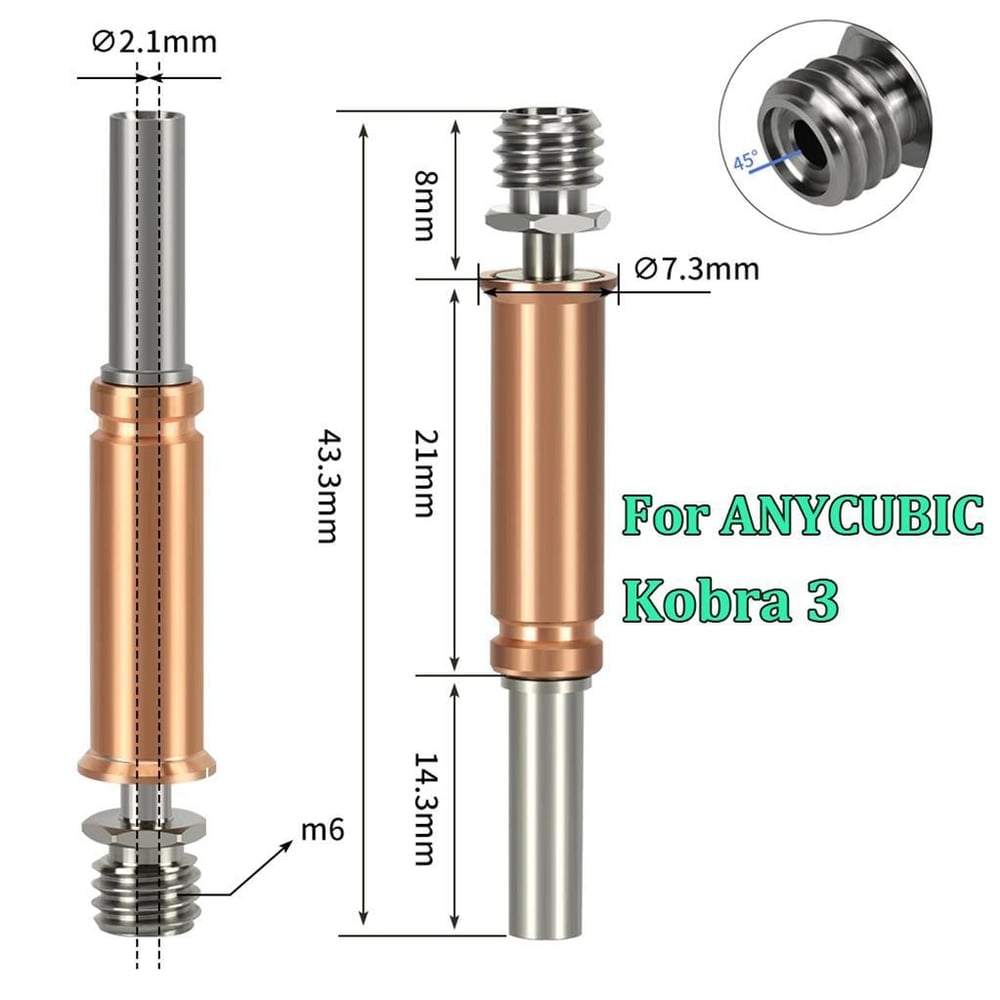 Anycubic Kobra 3 Serisi Uyumlu Titanyum Bi Metal Barel