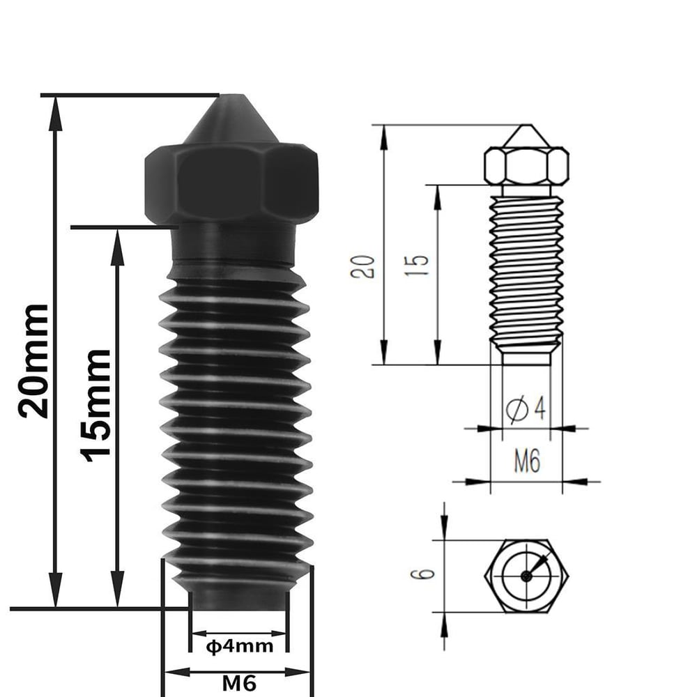 Anycubic Kobra 3 Uyumlu Sertleştirilmiş Çelik Nozzle(0.2mm)