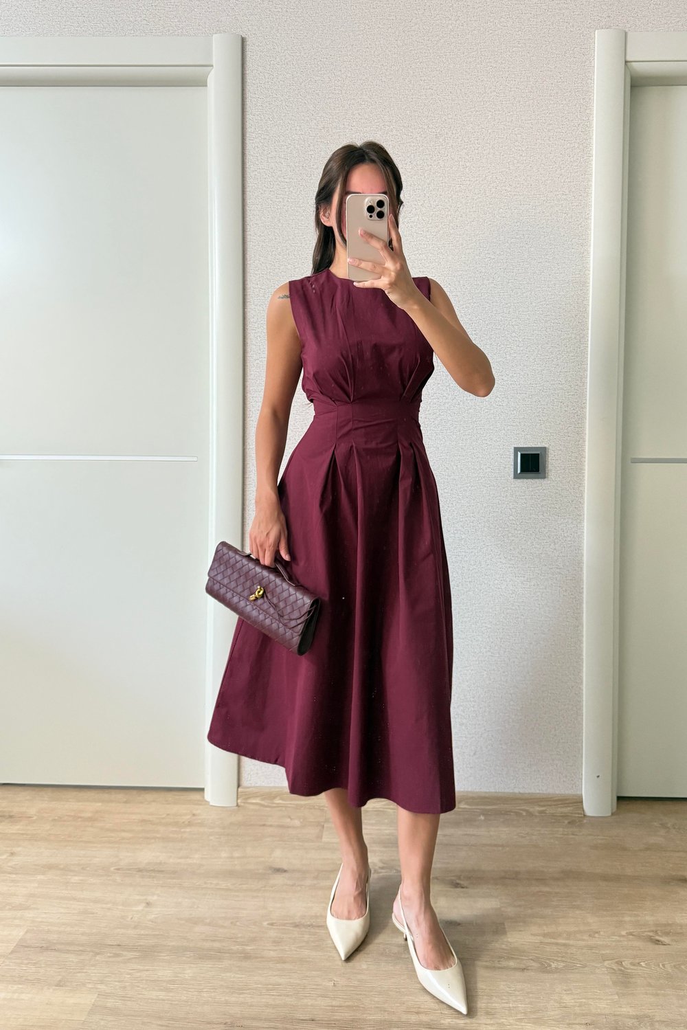 BELDEN OTURTMALI ELBİSE BORDO