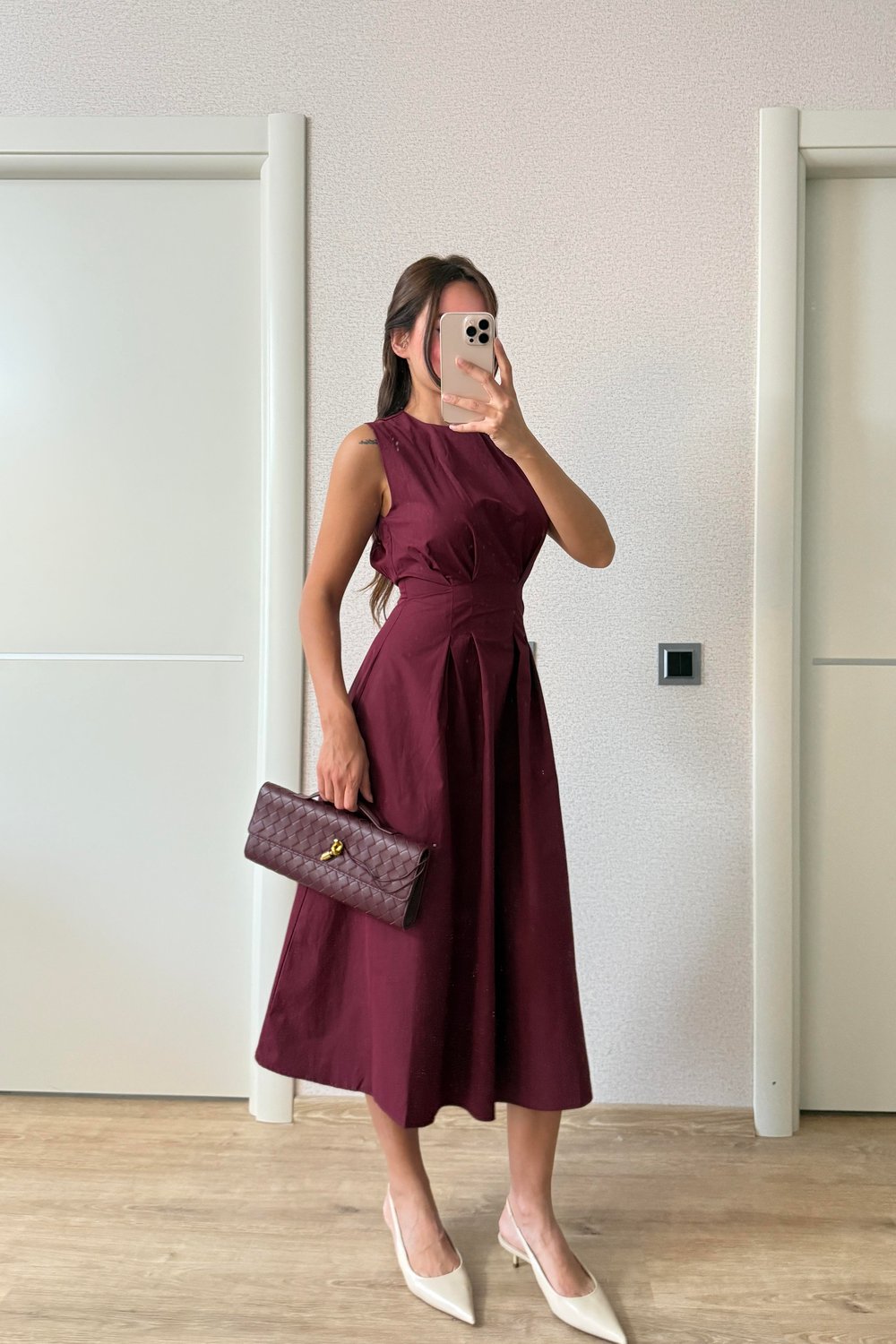 BELDEN OTURTMALI ELBİSE BORDO