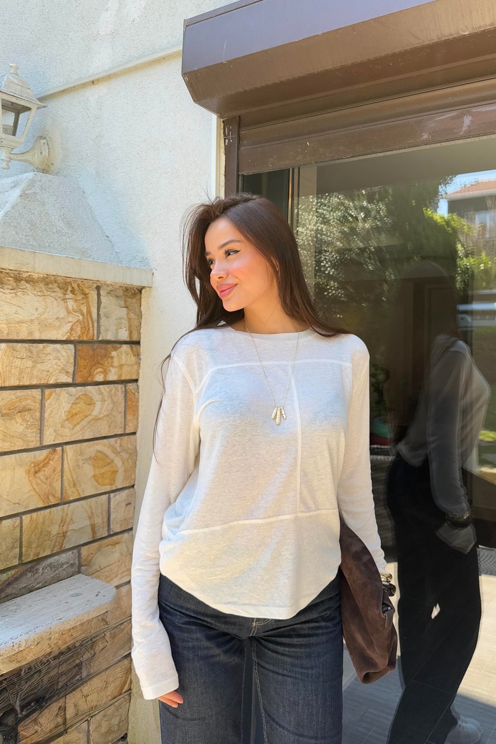 beyaz orjinal Marka transparan bluz