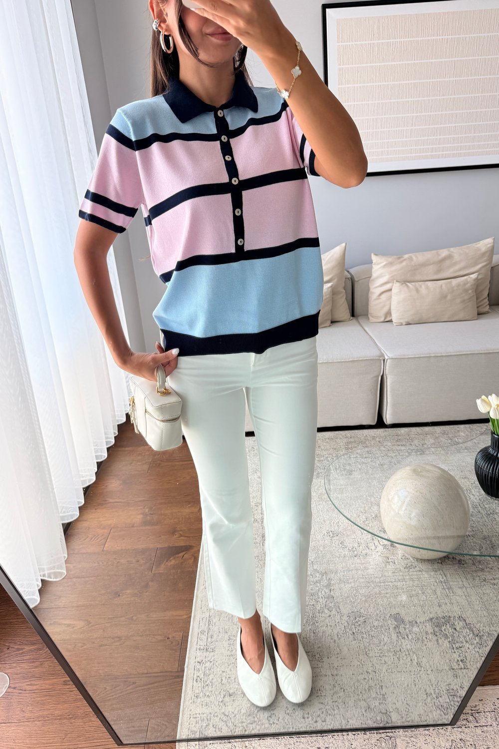 ÇİZGİLİ POLO YAKA TRİKO BLUZ