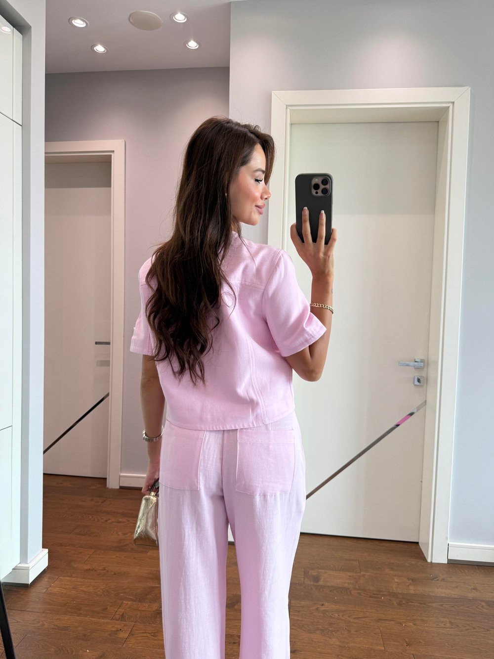 KETEN CEKET PANTOLON TAKIM-PEMBE