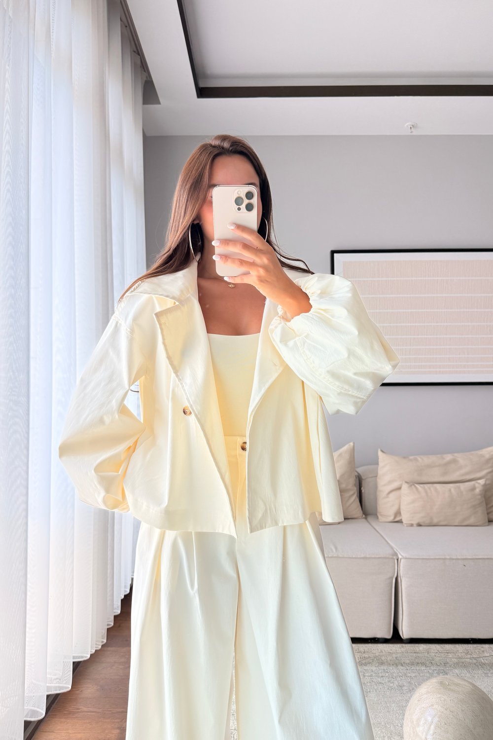 KRUVAZE TRENÇ PANTOLON TAKIM -EKRU