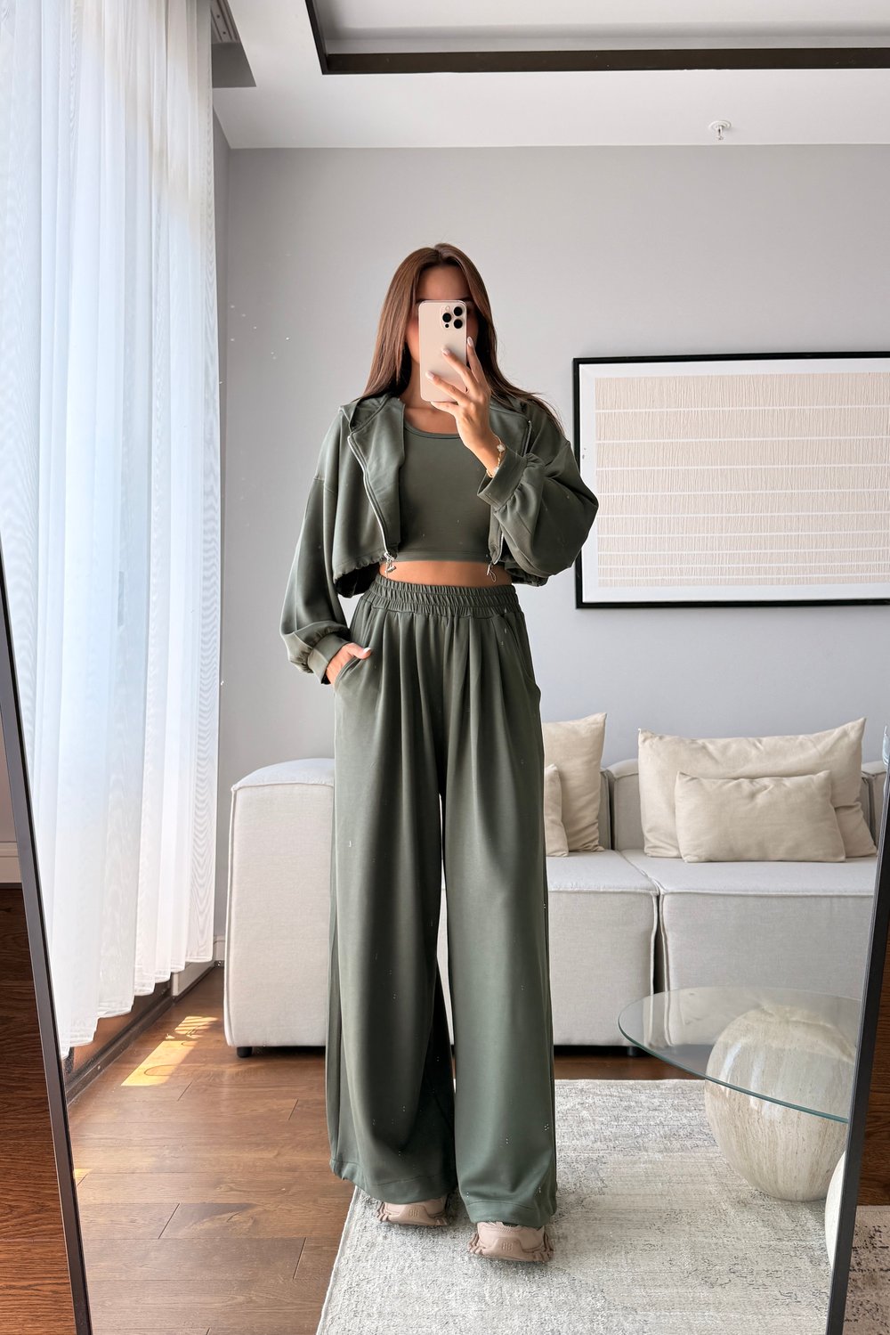 MODAL KUMAŞ KAPÜŞONLU CROP 3LÜ TAKIM