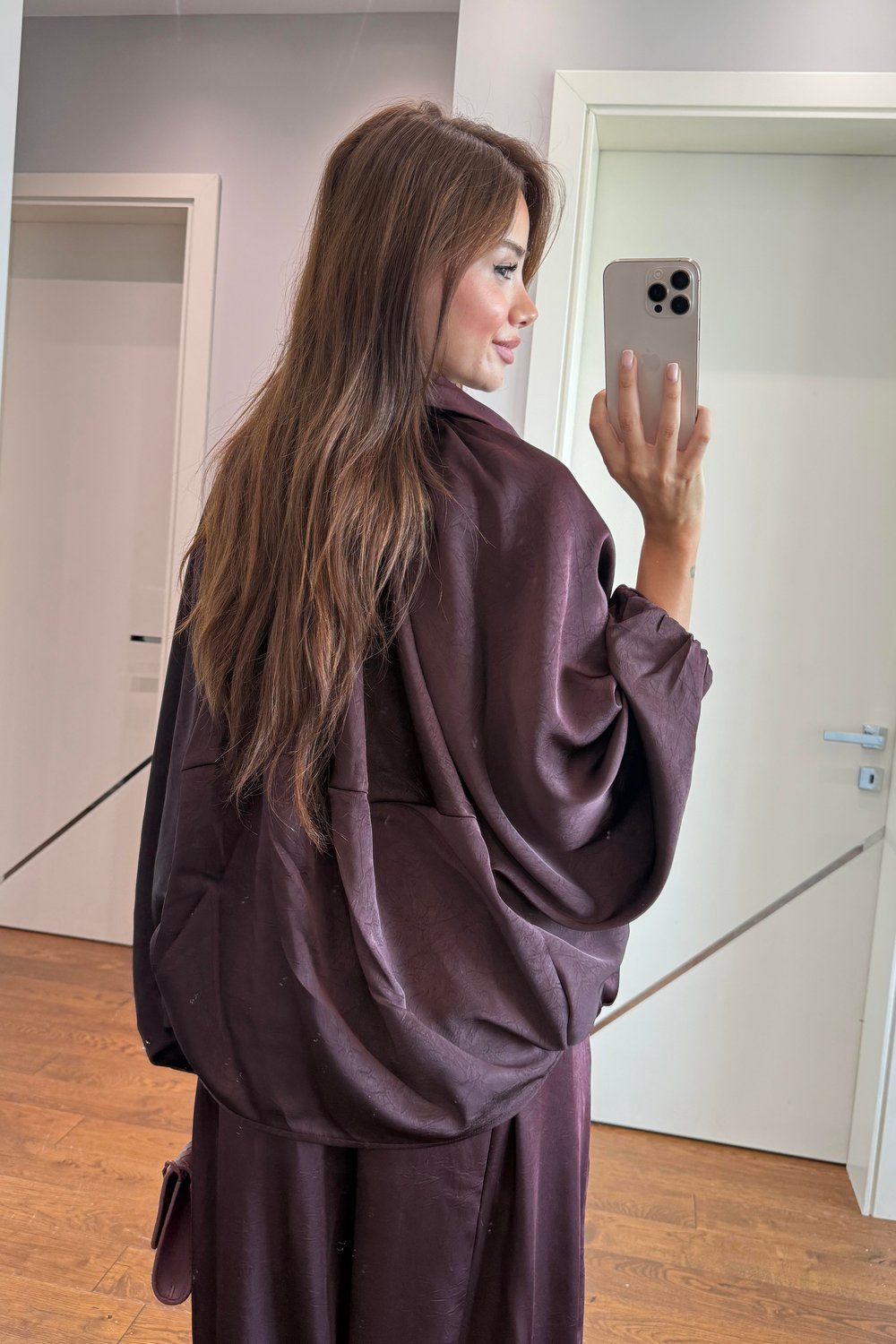 SATEN BOMBER CEKET PANTOLON-MÜRDÜM
