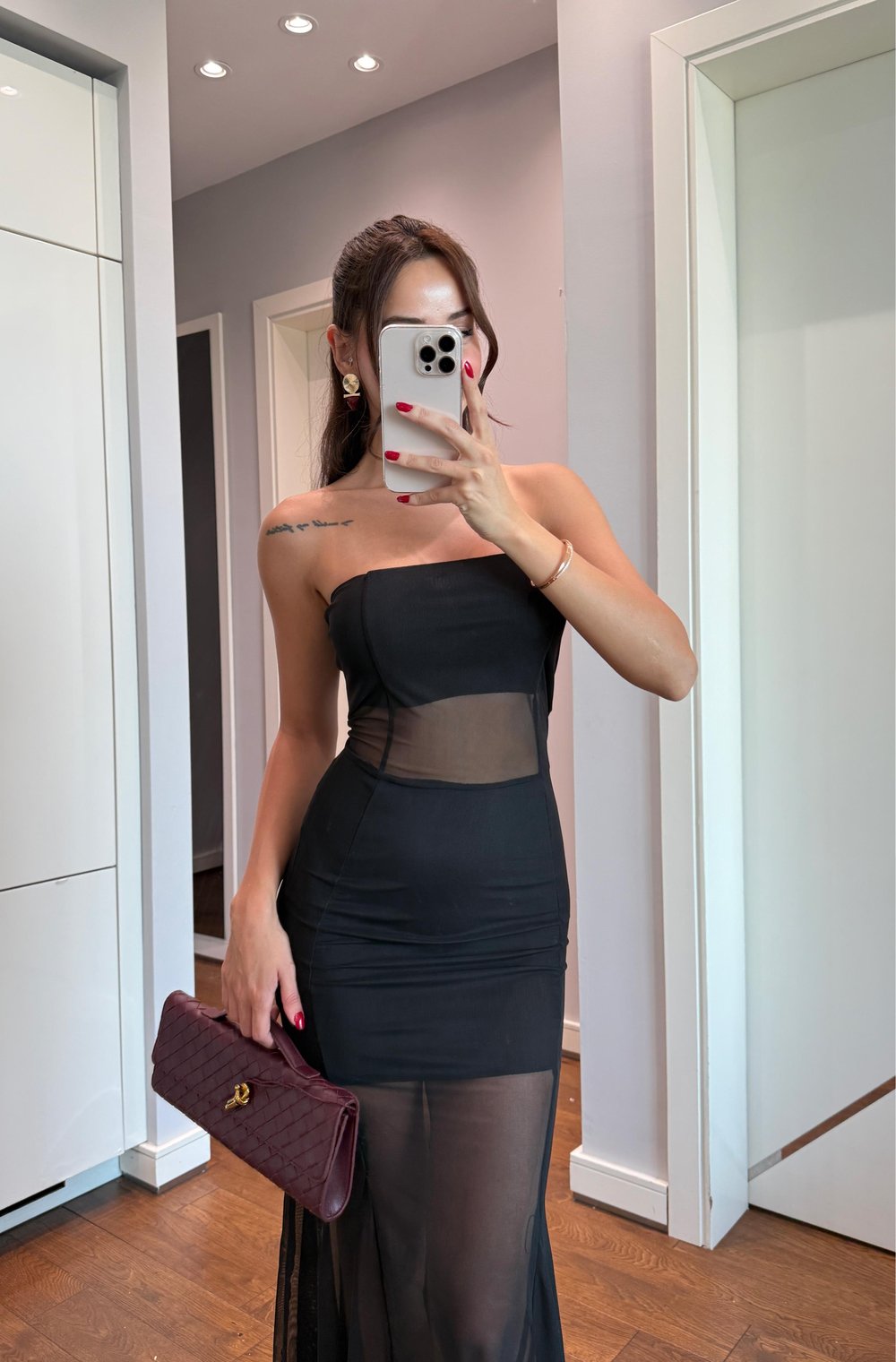 TASARIM TÜL DETAY ELBİSE