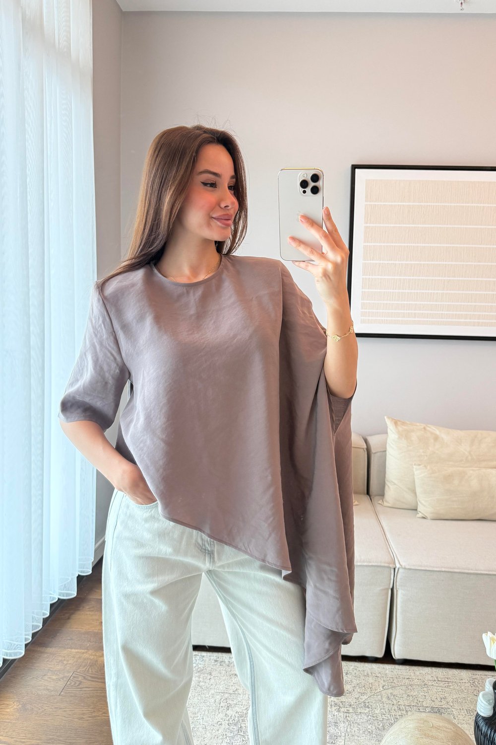 VATKALI ASİMETRİK KESİM MODAL BLUZ