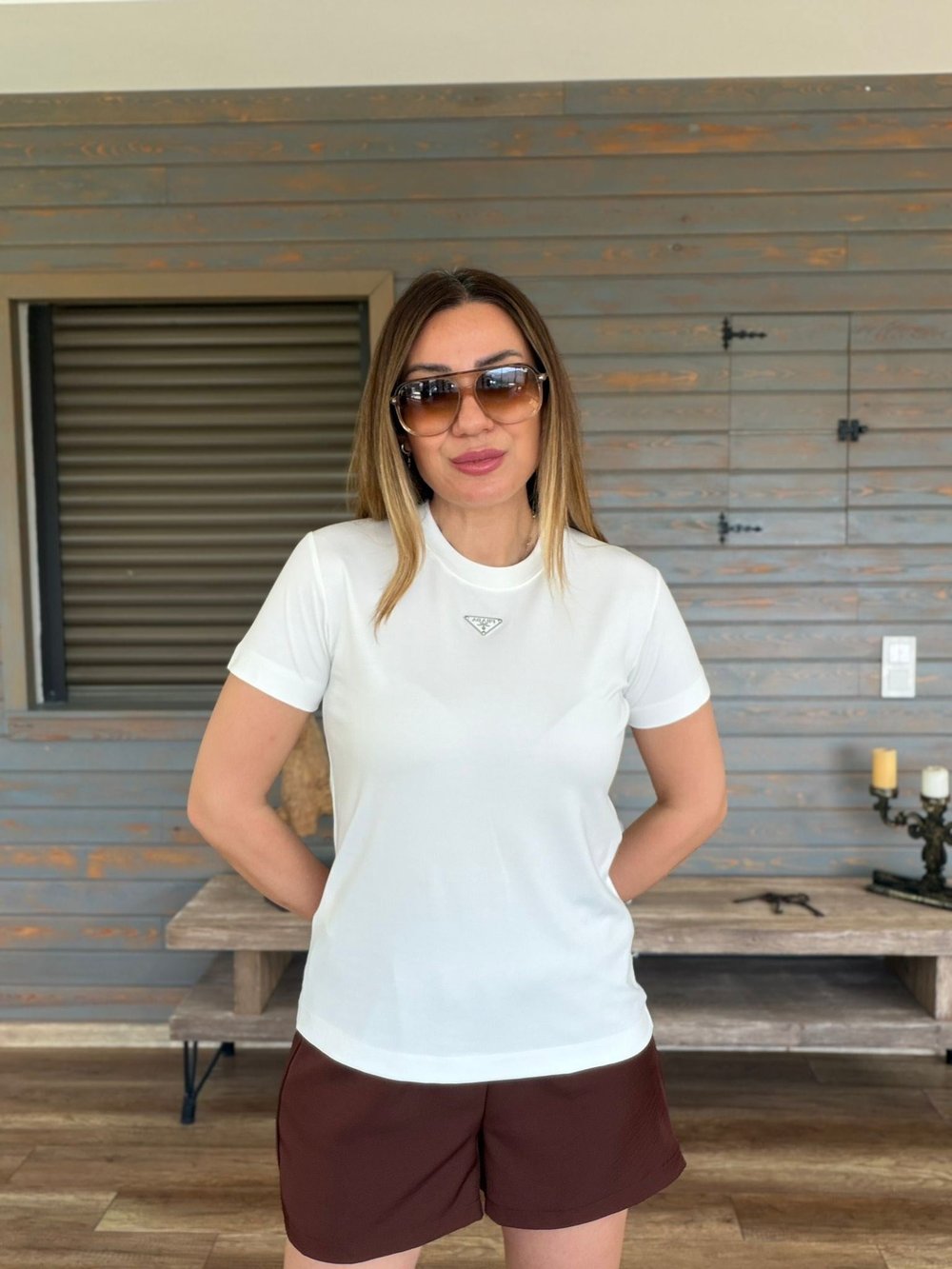 Metal Logolu Modal Kumaş T-Shirt