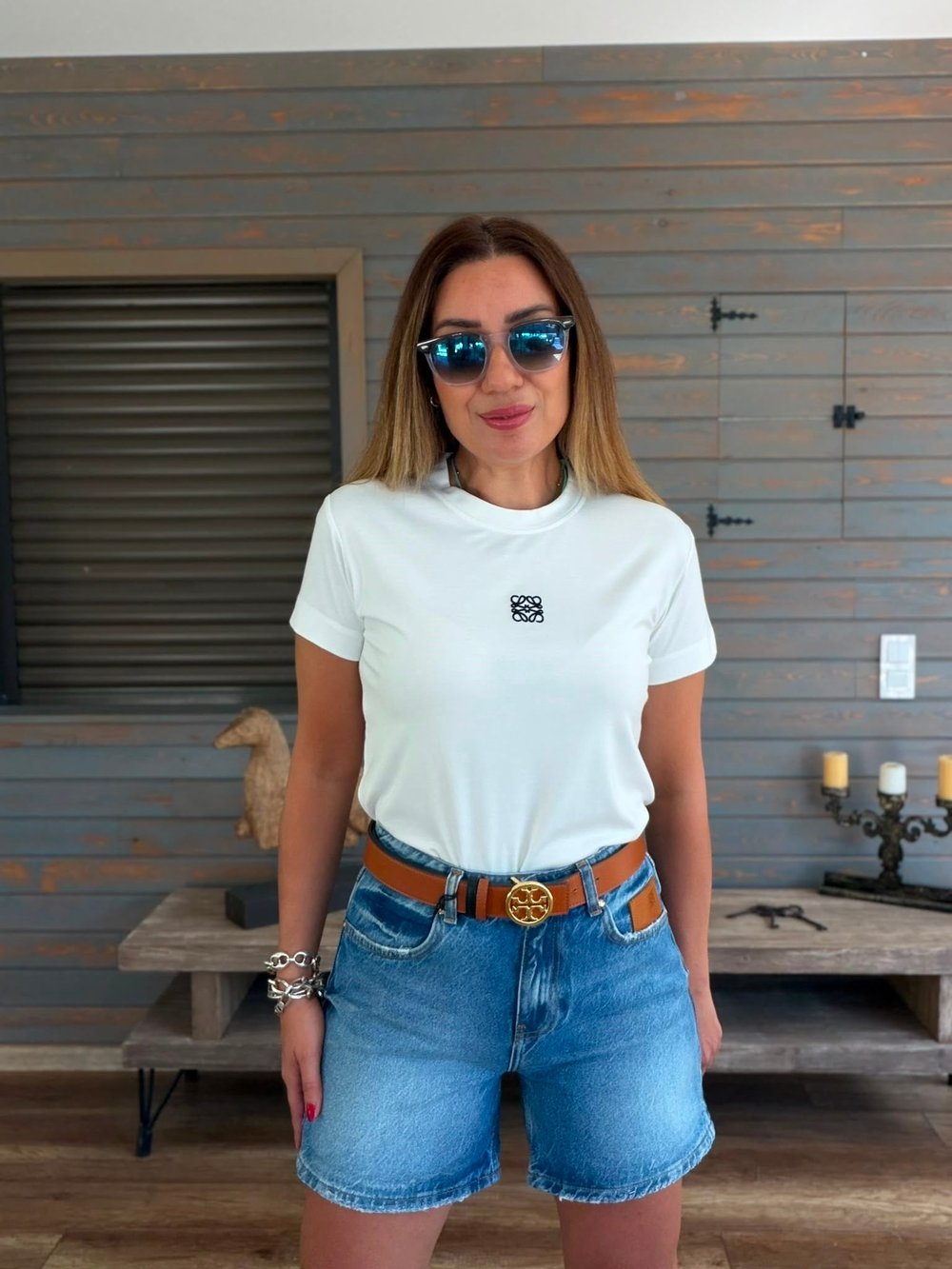 Nakış Logolu Bisiklet Yaka T-Shirt