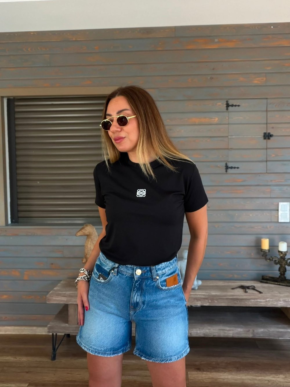 Nakış Logolu Bisiklet Yaka T-Shirt