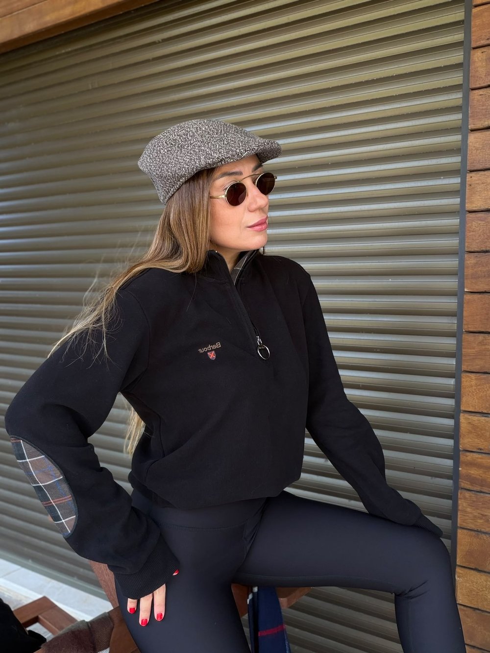 Nakış Logolu Yama Detaylı Yarım Fermuarlı Selanik Sweatshirt