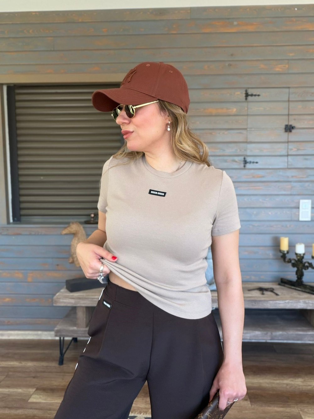 Ön Orta Armalı Basıc T-Shirt