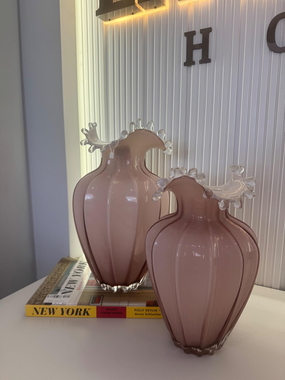 İthal Cam Pink Liora Vazo Küçük 29 cm